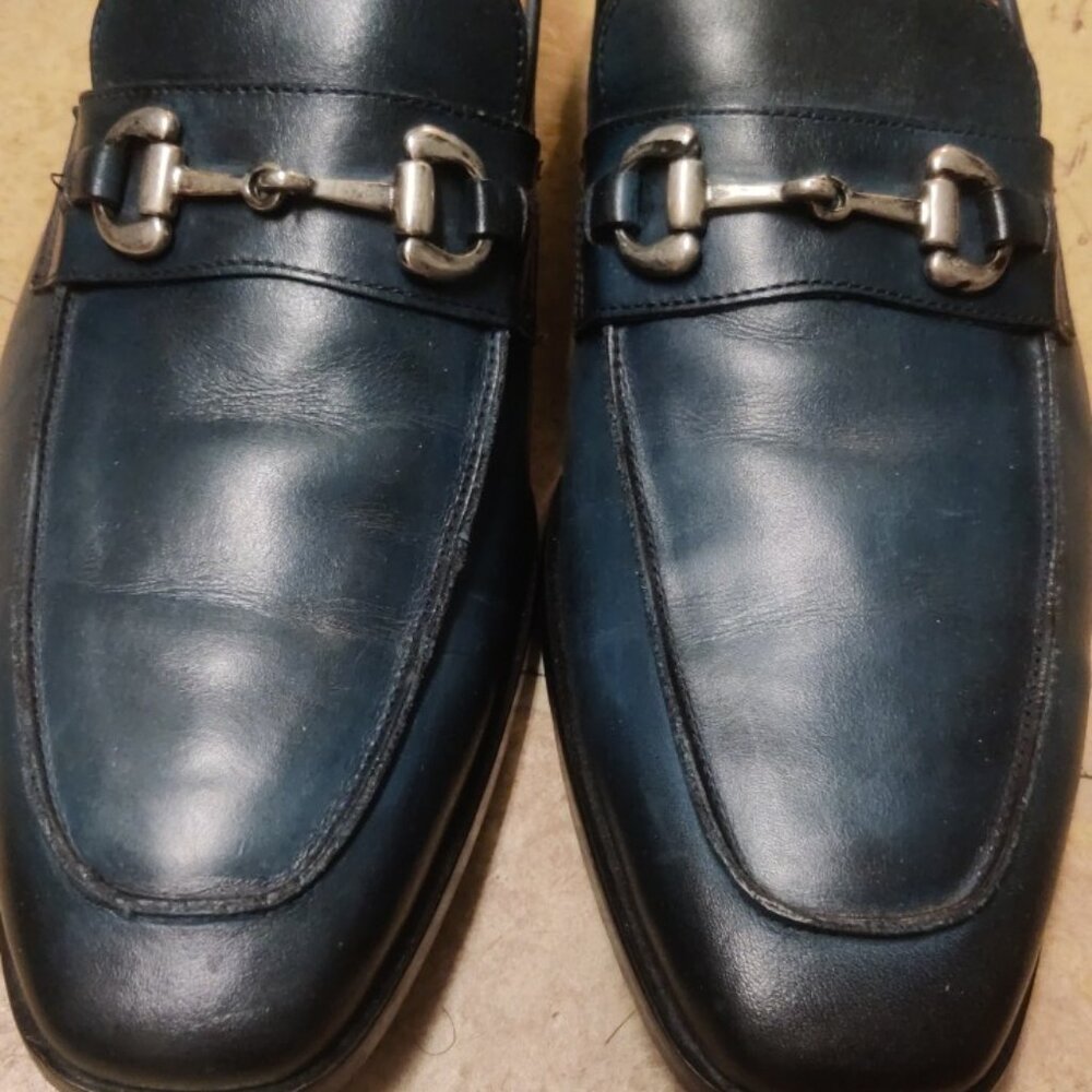 Massimo Matteo firenze 10M horsebit loafers blue silver horse bit made italy